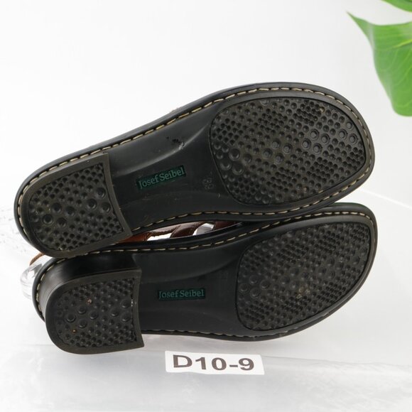 Josef Siebel Womens Sandal Size 38 7 Tan Brown Leather Heel Strappy Slingback - Picture 7 of 13